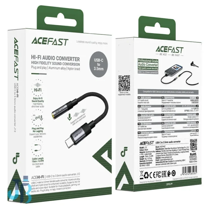 Acefast-audio-converter-j12-usb-c-to-3-5mm کابل تبدیل USB-C به جک 3.5 میلی متری ایس فست مدل J12 طول 0.15 متر