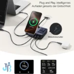 شارژر رومیزی 140 وات سه پورت بیسوس مدل Nomos Qi2 140W