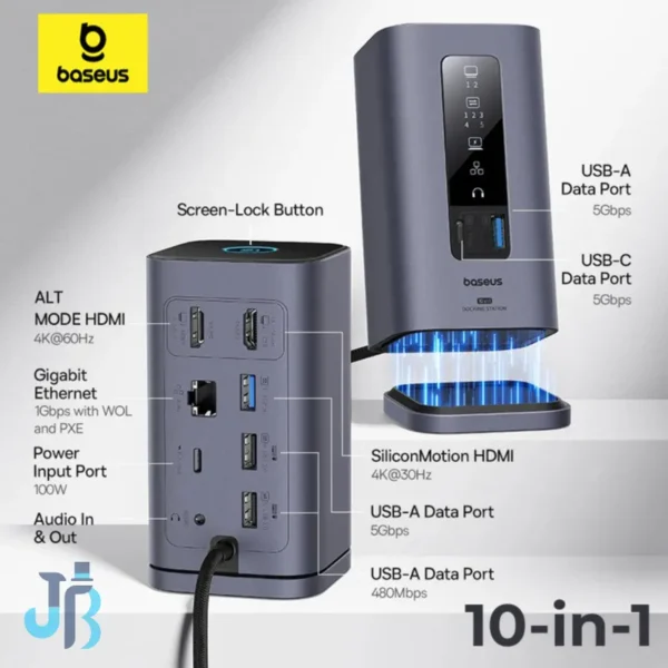 هاب 10 پورت USB-C بیسوس مدل BS-OH174 به همراه کابل USB-C