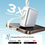 پاوربانک 10000 جویروم Joyroom JR-PBF27 توان 22.5 وات با کابل متصل جمع شونده