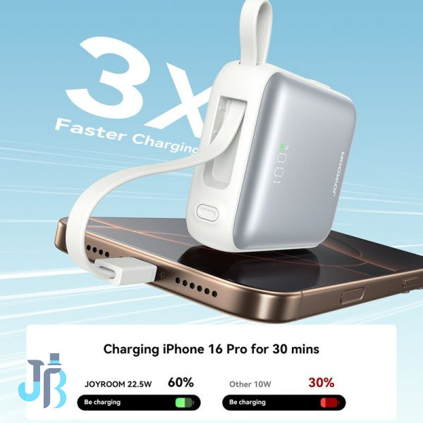 پاوربانک 10000 جویروم Joyroom JR-PBF27 توان 22.5 وات با کابل متصل جمع شونده